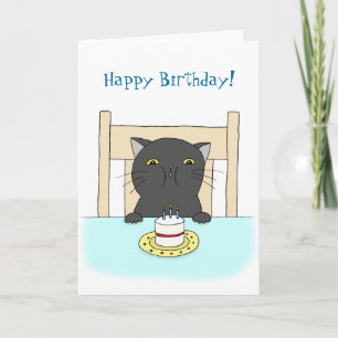 Happy Birthday Card Funny Black Cat Birthday Card Kaart