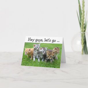 Happy Birthday Card met Kittens:Laten we beginnen Kaart