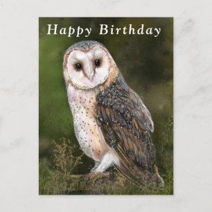 Happy Birthday Card Western Barn Owl Briefkaart