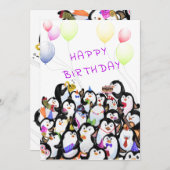 Happy Birthday Card with Happy Penguins Party (Voorkant / Achterkant)