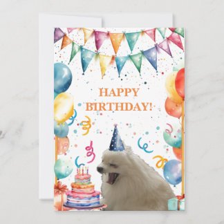 Happy Birthday Card With Pup, Cake, and Balloons Bedankkaart