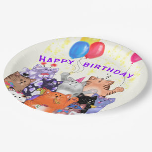 Happy Birthday Cat Funny Party Papieren Borden Bordje
