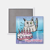 Happy Birthday Cat - Magnet Magneet (Voorkant / Achterkant)