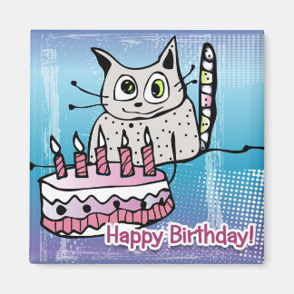 Happy Birthday Cat - Magnet Magneet