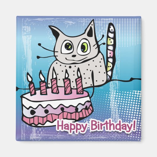Happy Birthday Cat - Magnet Magneet (Voorkant)