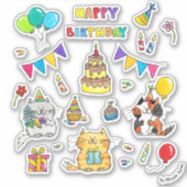 Happy Birthday Cat stickers van Nicole Janes (Voorkant)