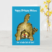 Happy Birthday Cat Wenskaart Kaart (Gele Bloem)