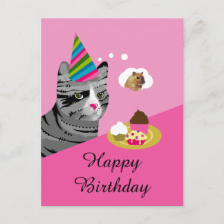 Happy Birthday Cat with Cupcakes Briefkaart