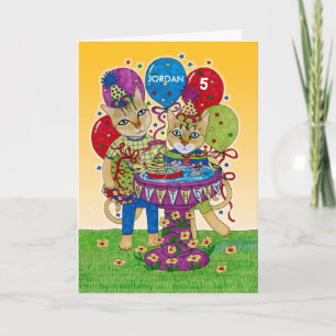 Happy Birthday Cats for Child Custom Name Kaart