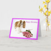 Happy Birthday Cavalier King Charles Spaniel Kaart (Gele Bloem)