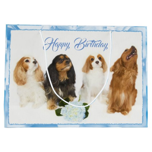 Happy Birthday Cavalier King Charles Spaniels Groot Cadeauzakje (Achterkant)