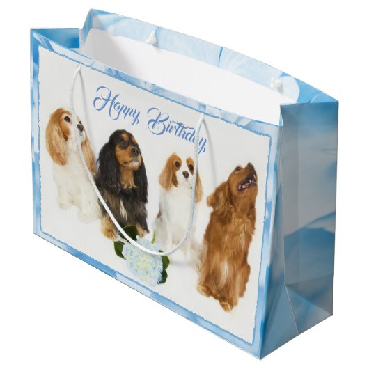 Happy Birthday Cavalier King Charles Spaniels Groot Cadeauzakje (Achterkant Gekanteld)
