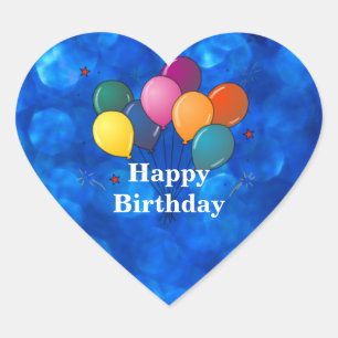 "Happy Birthday" Celebration Balloons Hart Sticker