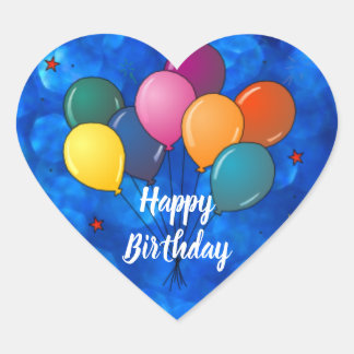 Happy Birthday Celebration Balloons Hart Sticker