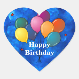 "Happy Birthday", "Celebration Balloons Heart Stic Hart Sticker