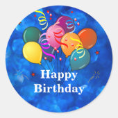 "Happy Birthday" Celebration Balloons Ronde Sticker (Voorkant)