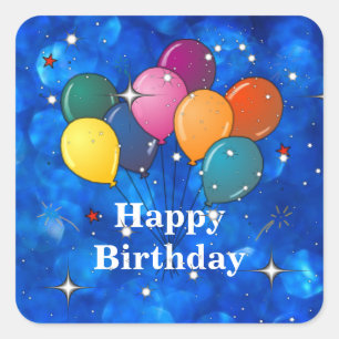 "Happy Birthday" Celebration Balloons Vierkante Sticker