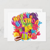 Happy Birthday Celebration Briefkaart (Voorkant / Achterkant)