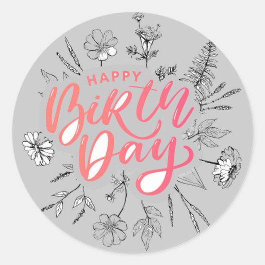 Happy Birthday Celebration Ronde Sticker (Voorkant)