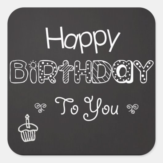 Happy Birthday Chalkboard Sticker (Voorkant)