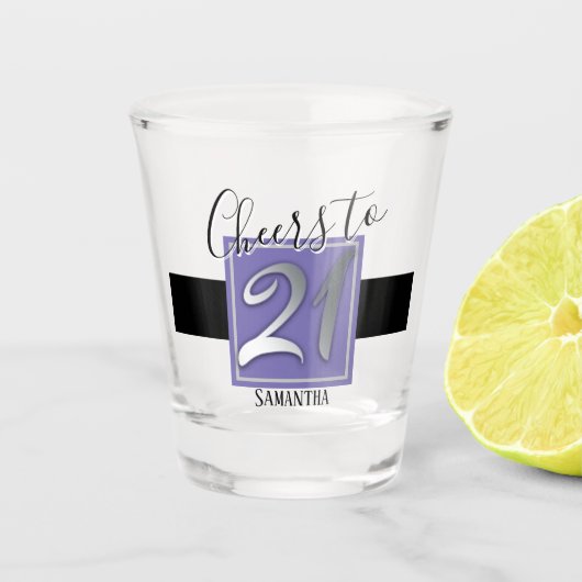 Happy Birthday Cheers to 21 Shot Glass Glas (Voorkant)