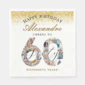 Happy Birthday Cheers To 60 Years Photo Collage Servet (Voorkant)