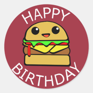 Happy Birthday Cheese Burger Ronde Sticker