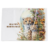 Happy Birthday Cheetah Baby en mama Groot Cadeauzakje (Voorkant)