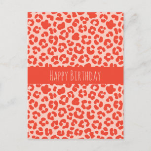 Happy Birthday Cheetah Print Pattern Red Briefkaar Briefkaart