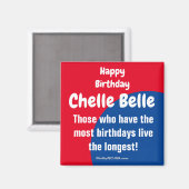 Happy Birthday Chelle Belle Magnet Magneet (Voorkant / Achterkant)