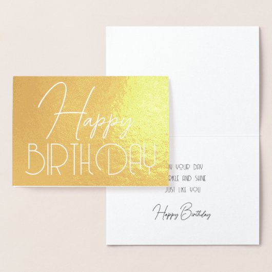 Happy Birthday Chic Script Minimalist Glam Folie Kaarten (Display)