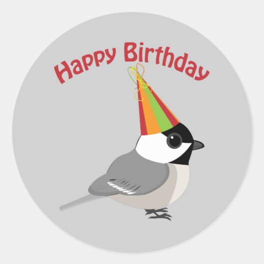 Happy Birthday Chickadee Ronde Sticker (Voorkant)