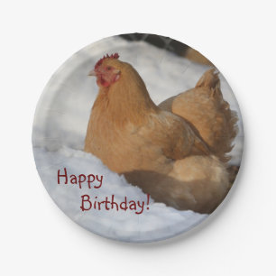 Happy Birthday Chicken in Snow Paper Bord