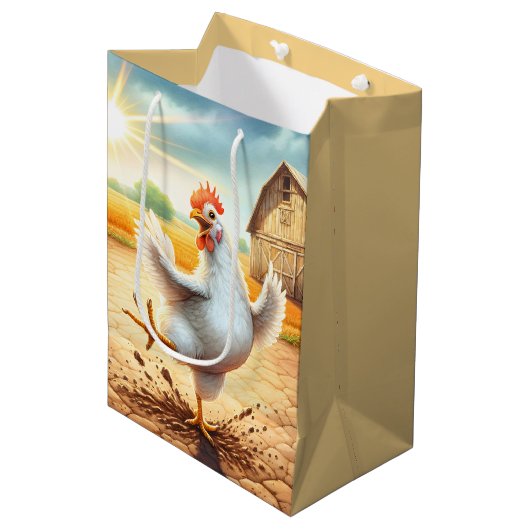 Happy Birthday Chicken Medium Cadeauzakje (Voorkant Gekanteld)