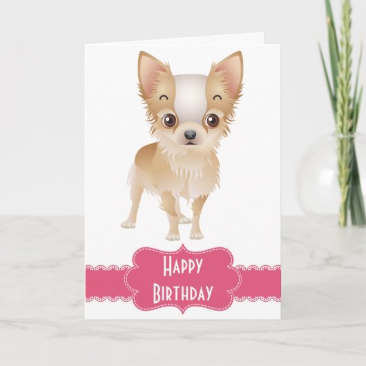 Happy Birthday Chihuahua Puppy Dog Wenskaart Kaart (Voorkant)