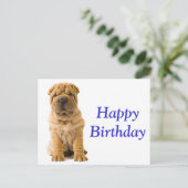 Happy Birthday Chinese Shar Pei Puppy Dog Kaart (Staand voorkant)