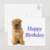 Happy Birthday Chinese Shar Pei Puppy Dog Kaart (Voorkant / Achterkant)