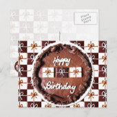 "Happy Birthday" chocoladetaart Briefkaart (Voorkant / Achterkant)