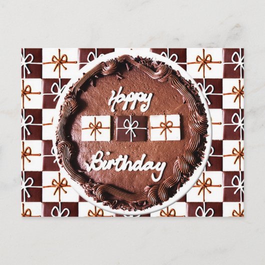 "Happy Birthday" chocoladetaart Briefkaart (Voorkant)