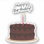 Happy Birthday Chocolate Cake Contour Sticker (Voorkant)