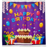Happy Birthday Chocolate Cake Douchegordijn (Voorkant)