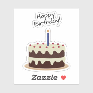 Happy Birthday Chocolate en Vanilla Cake Contour Sticker