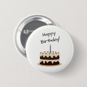 Happy Birthday Chocolate en Vanilla Cake Ronde Button 5,7 Cm (Voorkant /achterkant)