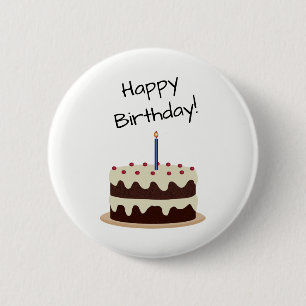 Happy Birthday Chocolate en Vanilla Cake Ronde Button 5,7 Cm