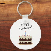 Happy Birthday Chocolate en Vanilla Cake Sleutelhanger (Voorkant)