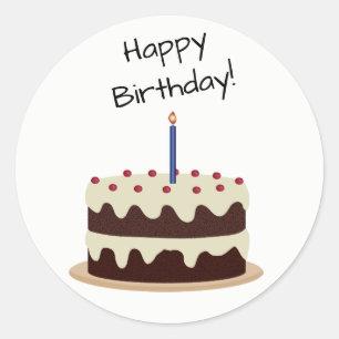 Happy Birthday Chocolate en Vanilla Cake Sticker