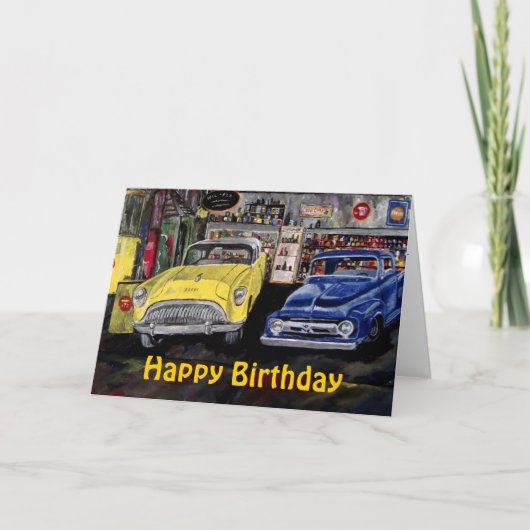 Happy Birthday Classic Car Kaart (Voorkant)