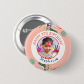 Happy Birthday Classic Eenvoudige Foto Ronde Button 5,7 Cm (Voorkant /achterkant)