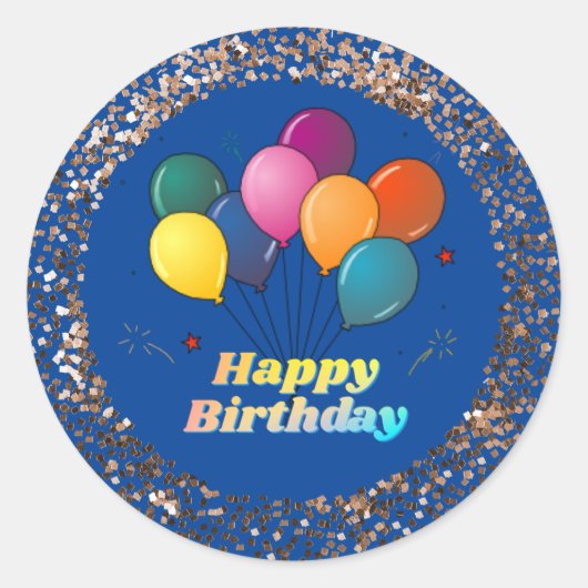 Happy Birthday Classic Round Sticker (Voorkant)