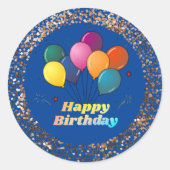 Happy Birthday Classic Round Sticker (Voorkant)